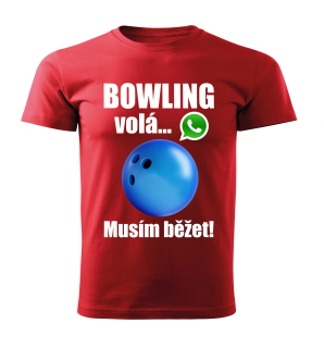 Pánské tričko Bowling volá musím běžet červené 