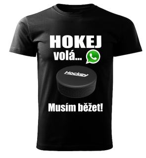 Pánské tričko Hokej volá musím běžet černé 
