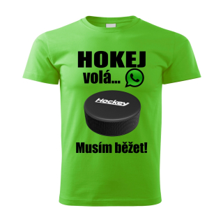 Pánské tričko Hokej volá musím běžet zelené 