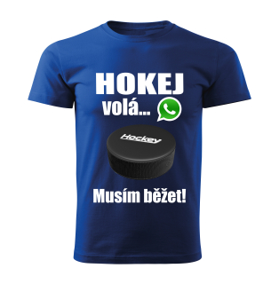 Pánské tričko Hokej volá musím běžet modré 
