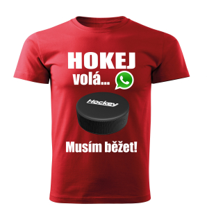 Pánské tričko Hokej volá musím běžet červené 