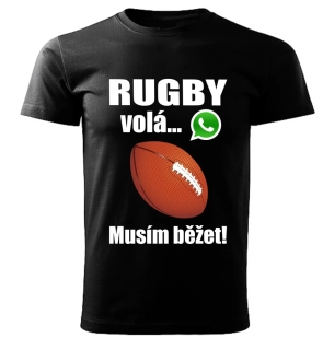 Pánské tričko Rugby volá musím běžet černé 