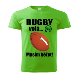 Pánské tričko Rugby volá musím běžet zelené 