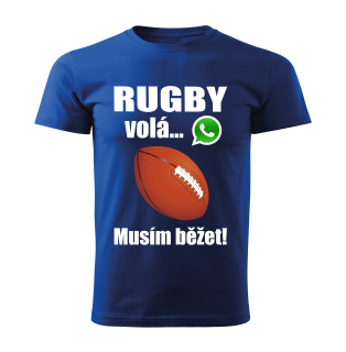 Pánské tričko Rugby volá musím běžet modré 