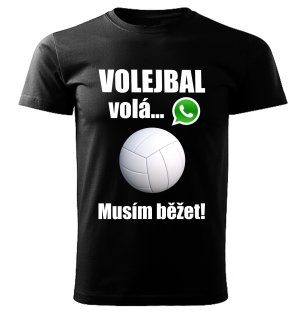 Pánské tričko Volejbal volá musím běžet černé 
