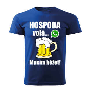 Pánské tričko Hospoda volá musím běžet modré 