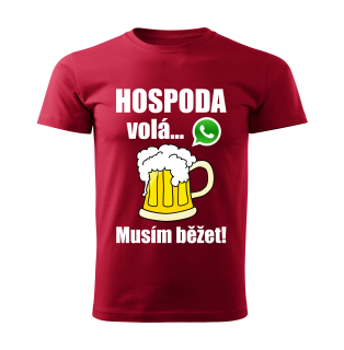 Pánské tričko Hospoda volá musím běžet červené 