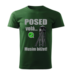 Pánské tričko Posed volá musím běžet lahvově zelené 
