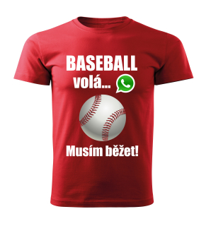 Dětské tričko Baseball volá musím běžet  červené 