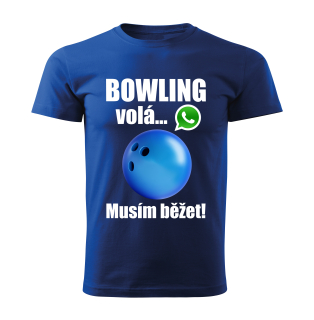 Dětské tričko Bowling volá musím běžet  modré 