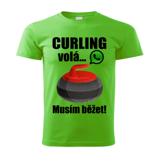Dětské tričko curling volá musím běžet  zelené 