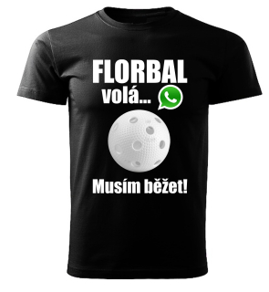 Dětské tričko Florbal volá musím běžet  černé 