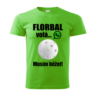 Dětské tričko Florbal volá musím běžet  zelené 