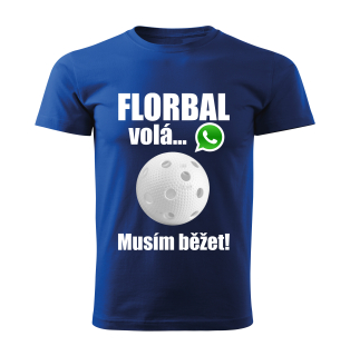 Dětské tričko Florbal volá musím běžet  modré 