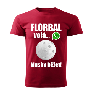 Dětské tričko Florbal volá musím běžet  červené 