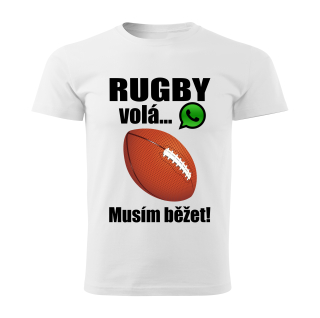 Dětské tričko Rugby volá musím běžet  bílé 