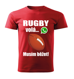 Dětské tričko Rugby volá musím běžet  červené 