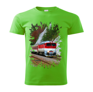 Dětské tričko s lokomotivou 757 004-7 zelené 