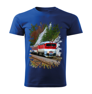 Dětské tričko s lokomotivou 757 004-7 modré 
