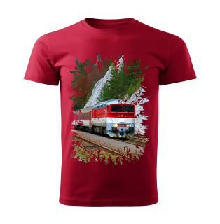 Dětské tričko s lokomotivou 757 004-7 červené 