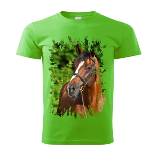 Pánské tričko s koněm , kůň vzor 455 zelené 