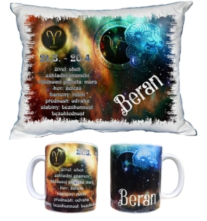 Moon River Beran znamení zvěrokruhu polštářek 30x40 cm a hrneček 330 ml