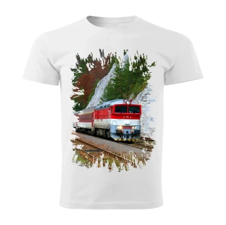 tričko s lokomotivou 757 004-7 bílé 