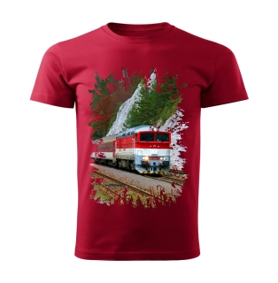 tričko s lokomotivou 757 004-7 červené 