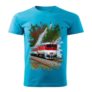 tričko s lokomotivou 757 004-7 tyrkysové 