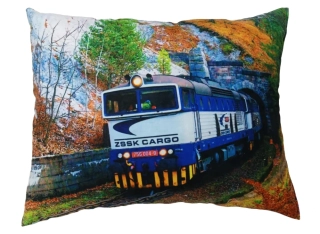 Moon River Polštářek s vlakem lokomotivou 756 004-8  velikost 33x43 cm