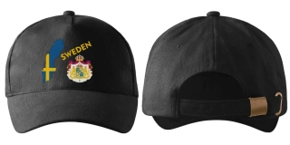 kšiltovka s vlajkou ŠVÉDSKA  černá