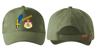 kšiltovka s vlajkou ŠVÉDSKA  khaki