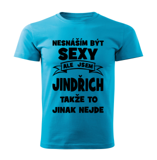 Pánské  tričko Nesnáším být SEXY ale jsem JINDŘICH takže to jinak nejde tyrkysové 