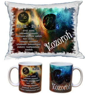 Moon River Kozoroh znamení zvěrokruhu polštářek 30x40 cm a hrneček 330 ml