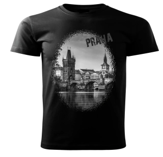 tričko s městem Praha Karlův most černé 