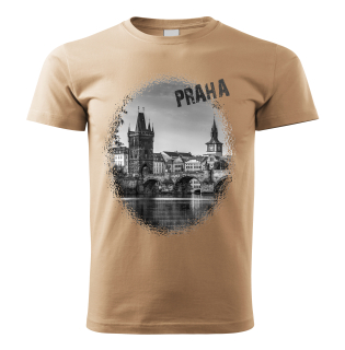 tričko s městem Praha Karlův most pískové 