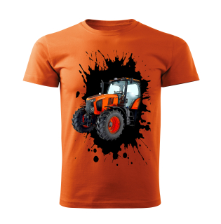 Pánské tričko s traktorem KUBOTA oranžové 