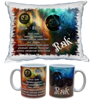 Moon River Rak znamení zvěrokruhu polštářek 30x40 cm a hrneček 330 ml