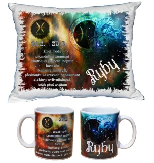Moon River Ryby znamení zvěrokruhu polštářek 30x40 cm a hrneček 330 ml