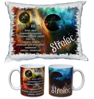 Moon River Střelec znamení zvěrokruhu polštářek 30x40 cm a hrneček 330 ml