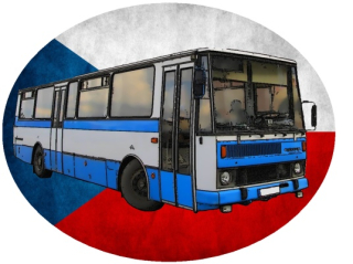 Nažehlovačka s autobusem KAROSA C734