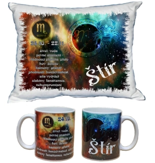 Moon River Štír znamení zvěrokruhu polštářek 30x40 cm a hrneček 330 ml