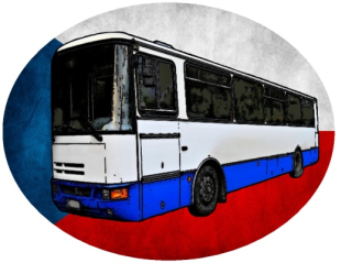 Nažehlovačka s autobusem KAROSA 