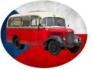 Nažehlovačka s autobusem Praga RND
