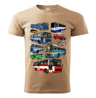 dětské tričko s autobusem béžové 110