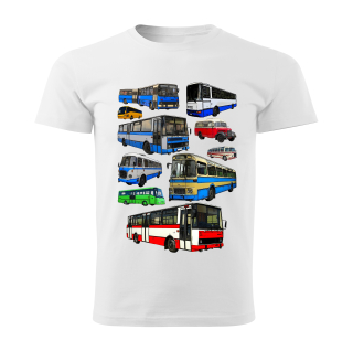 dětské tričko s autobusem bílé 