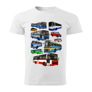 dětské tričko s autobusem bílé 110