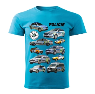dětské tričko POLICIE tyrkysové 110