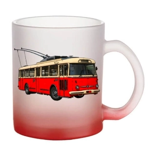 Moon River trolejbus Škoda skleněný hrnek červený 330 ml
