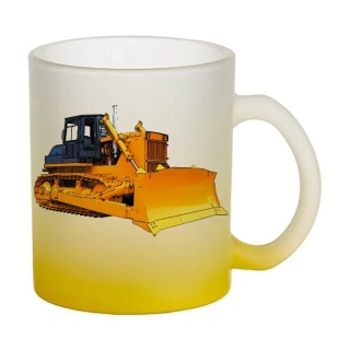 Moon River Crawler buldozer skleněný hrnek žlutý 330 ml